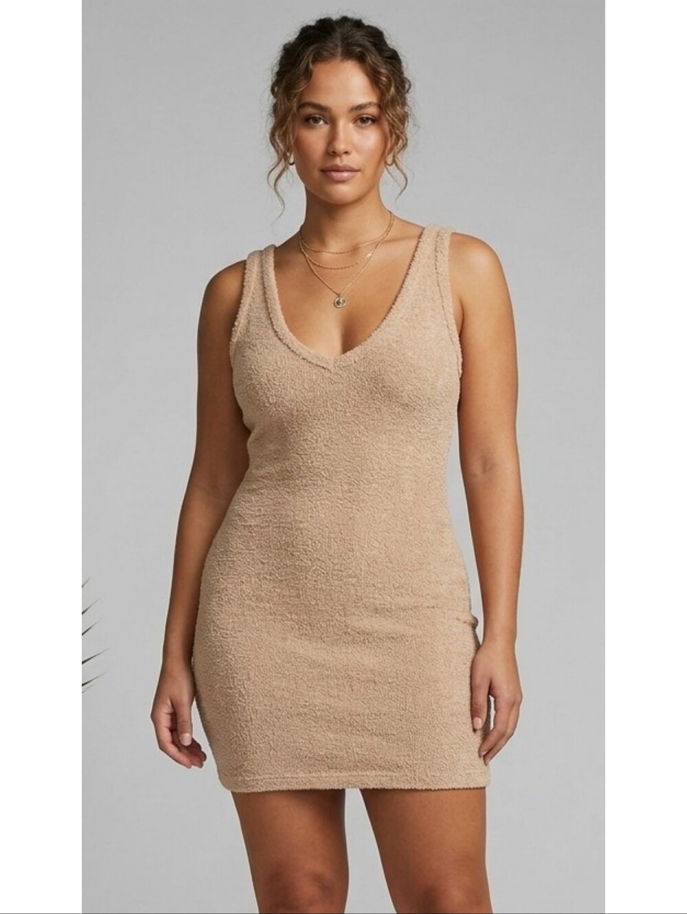 Wild Fable Mini Bodycon Terry cloth sweater dress Taupe Size L